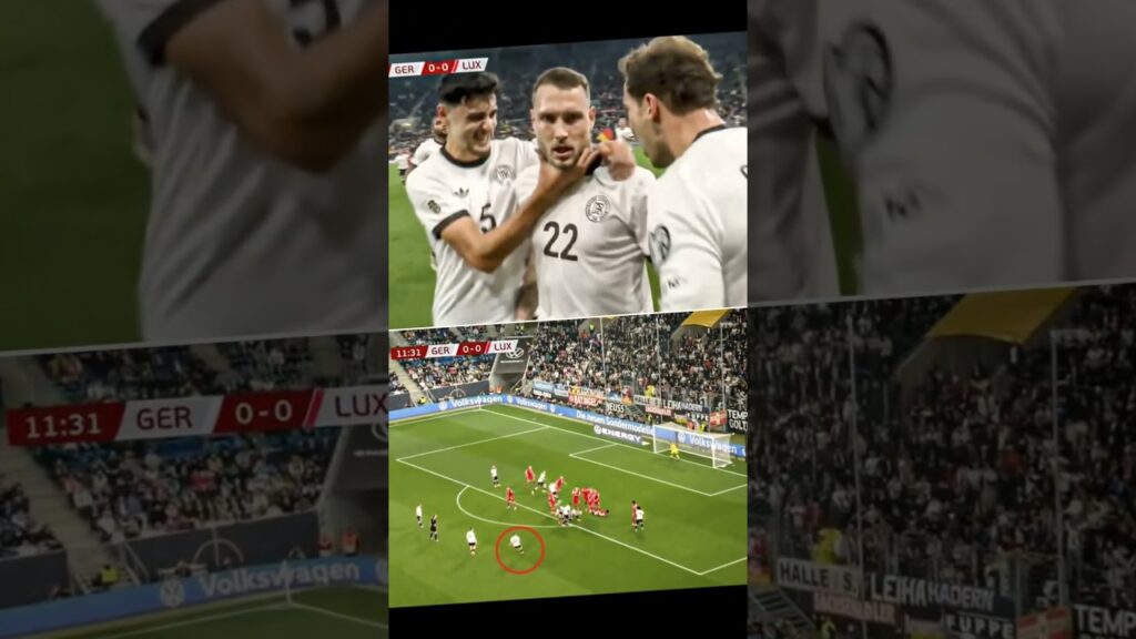 David Raum scored this free kick golazo from outside the box to put Germany in the lead 😳 #shorts
