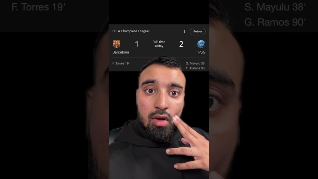 Gonçalo Ramos goal vs Barcelona 1-2 psg full time reaction highlights #barcelona #barca #psg