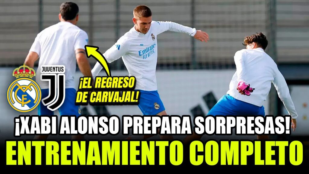 💥 ENTRENAMIENTO HOY COMPLETO de XABI ALONSO CON EL REAL MADRID | ¡VUELVE CARVAJAL y NOVEDADES!