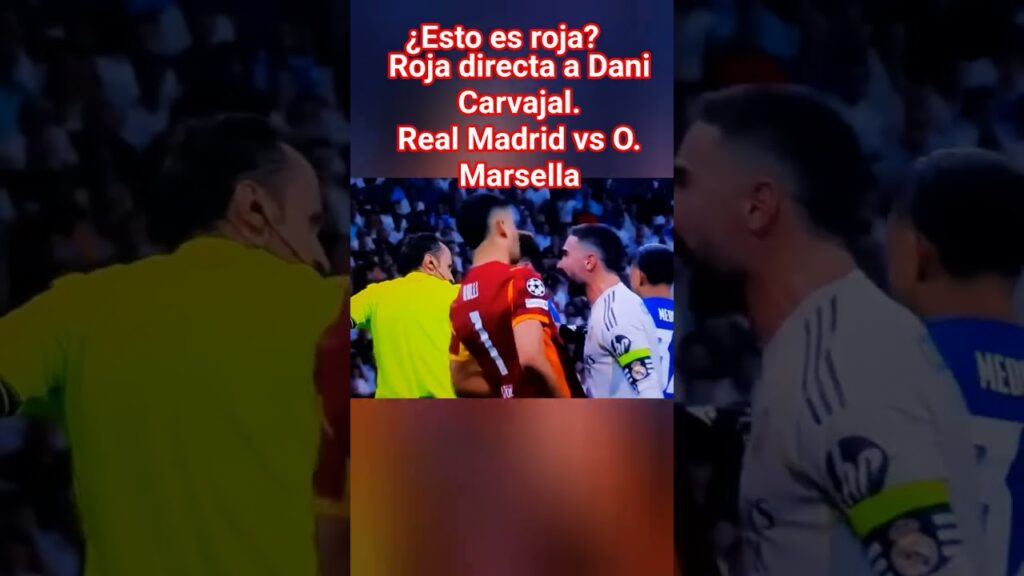 Roja directa a dani carvajal cabezazo a rulli. #realmadrivso.marsella #carvajal #roja #futbol