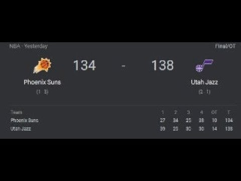 The Utah Jazz Won A THRILLER Against The Phoenix Suns In OVERTIME The Utah Jazz Won A THRILLER Against The Phoenix Suns In OVERTIME