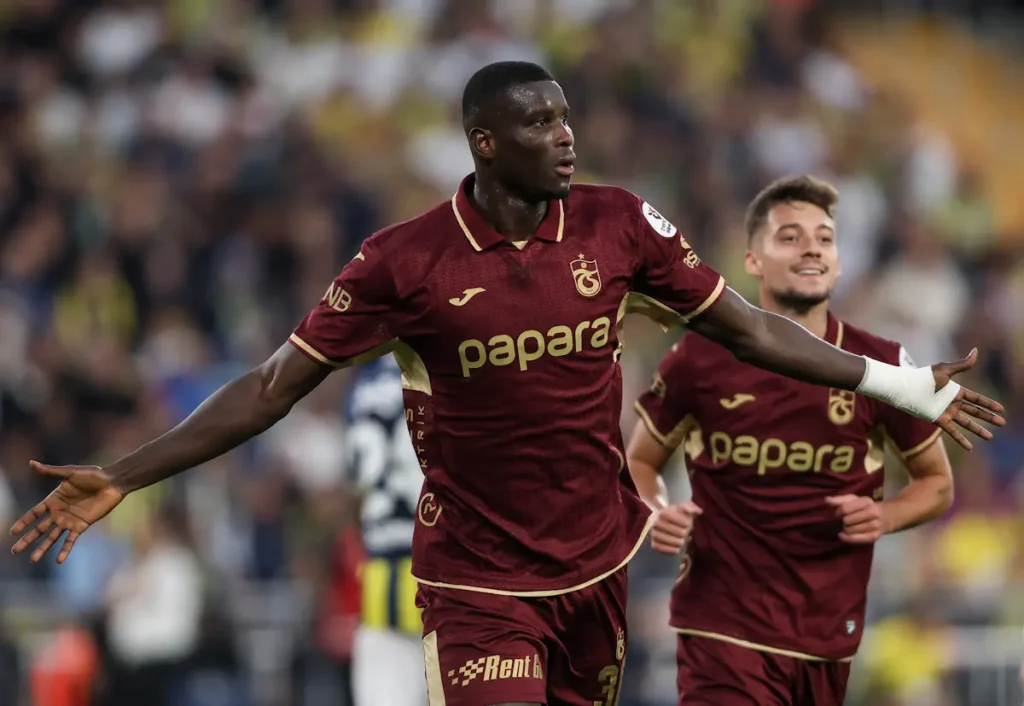Paul Onuachu celebrates scoring for Trabzonspor