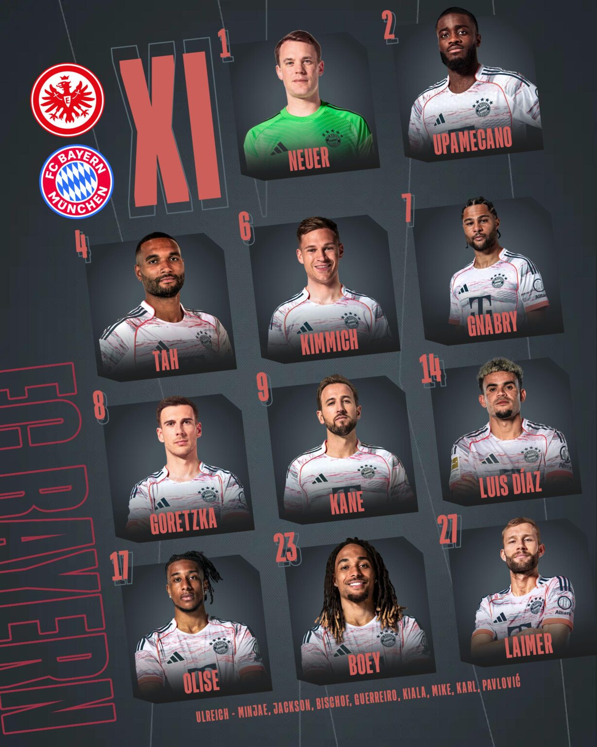 Our Starting XI against Frankfurt