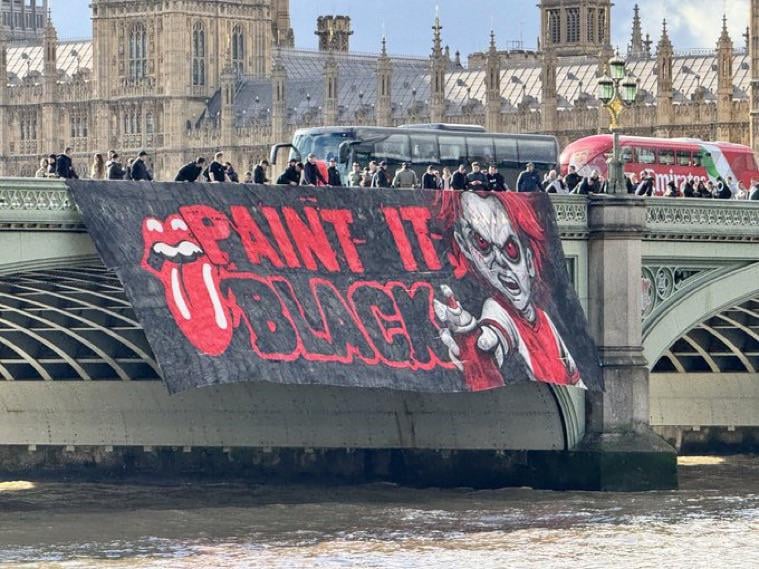 Ajax banner on Westminster Bridge