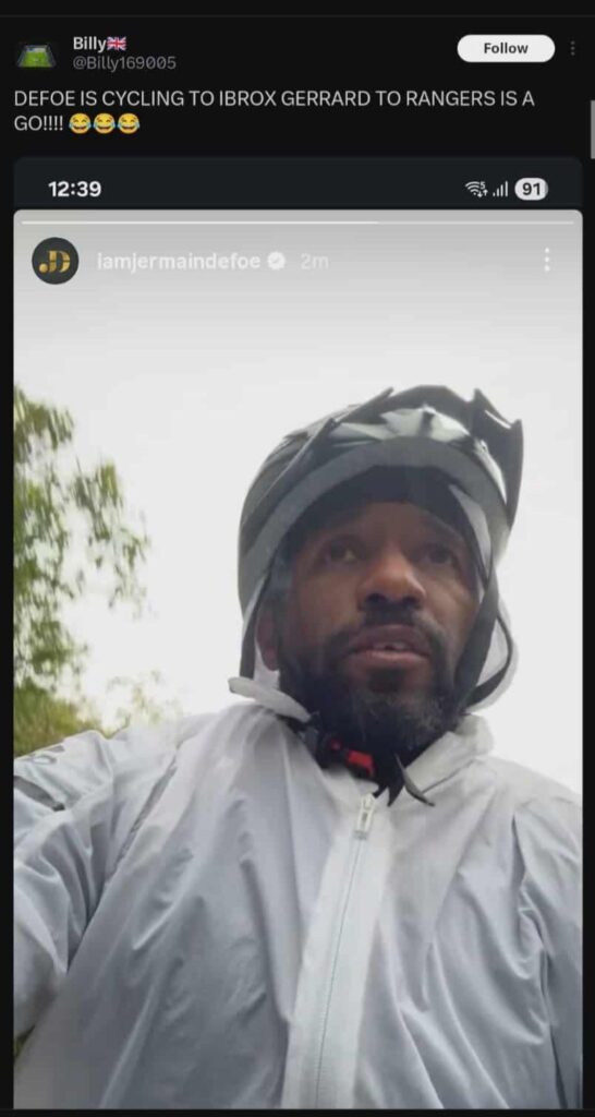 Defoe has Gerrard on the front in a basket like ET