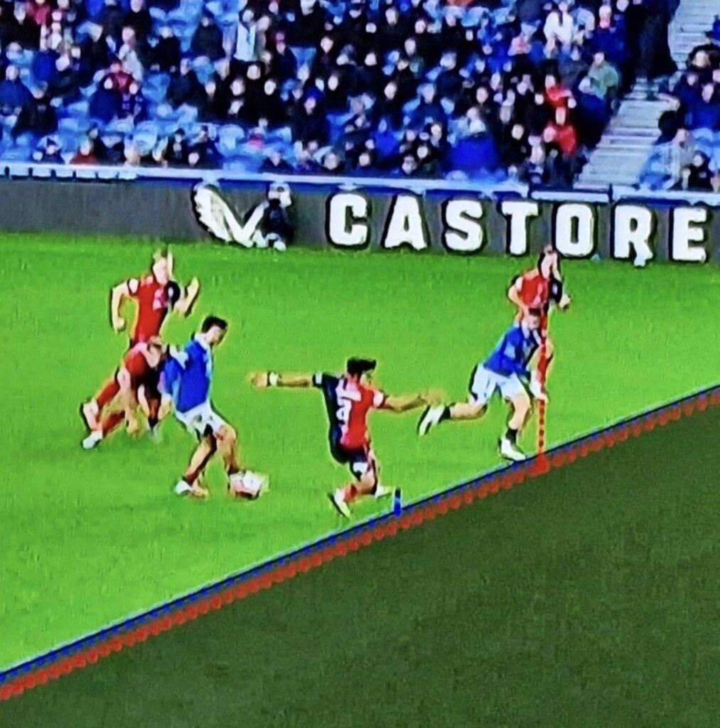 Surely they should’ve used the right knee of the Killie player. Farce