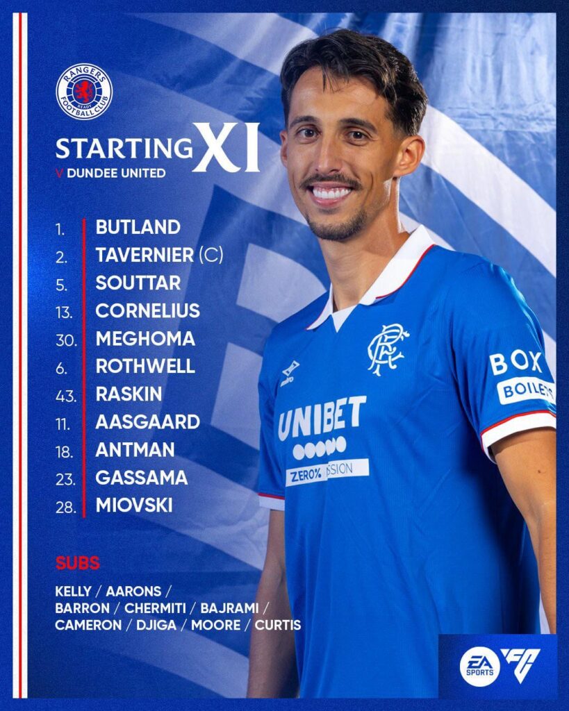Lineup v Dundee United