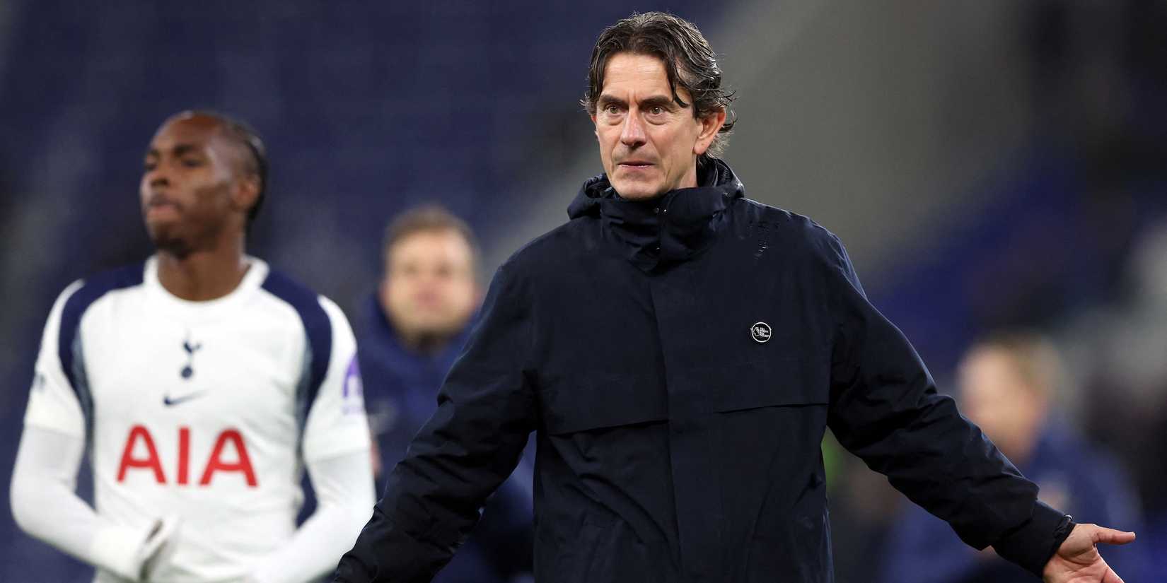 Tottenham Hotspur manager Thomas Frank celebrates after the match