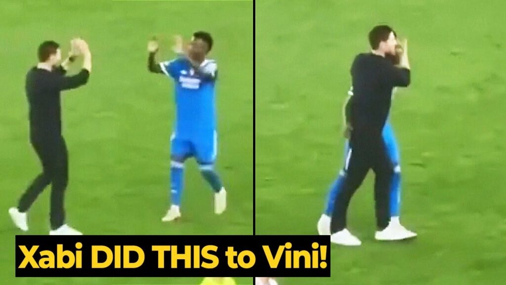 Xabi Alonso SALUTES Vini Jr at full-time after helping Mbappé score against Olympiacos