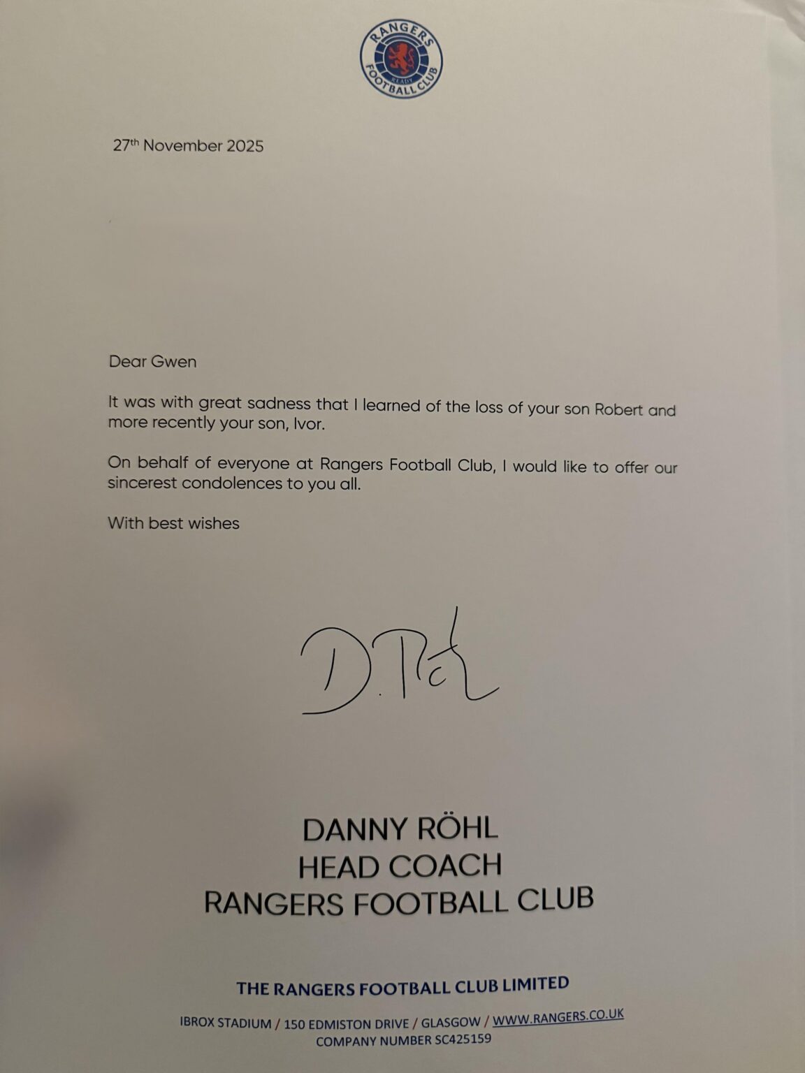 A Touch of Class From Rangers