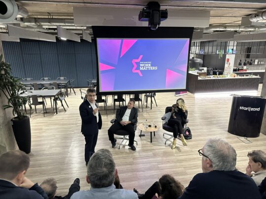 Paul Anticoni stood to the left of Tony Bloom and Candice Krieger