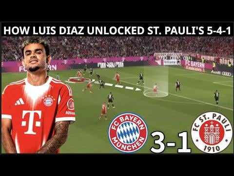 Analysis On How Luis Diaz Helped Bayern Overcome Their Issues With St. Pauli’s 5-4-1