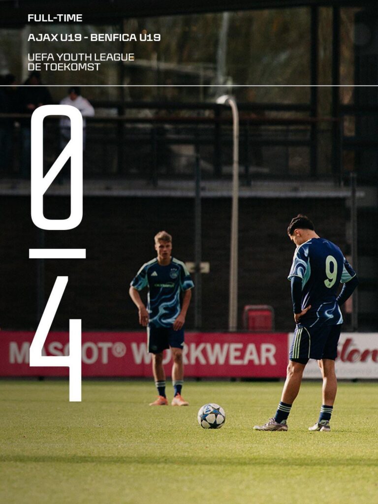 Ajax U19 get demolished 0-4 by Benfica U19 in the UEFA Youth League