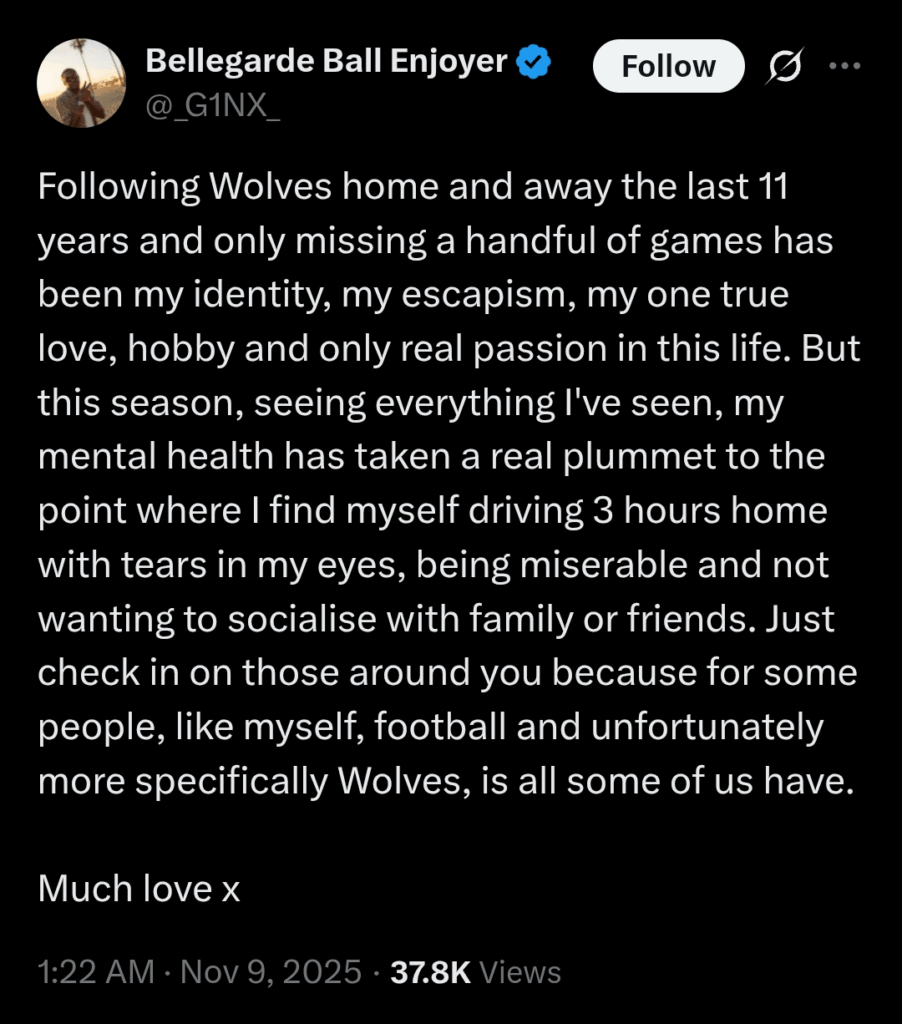 Saw this today and it really made me stop and think a bit. Yes it's 'only football', but for some people out there it's much more than that.