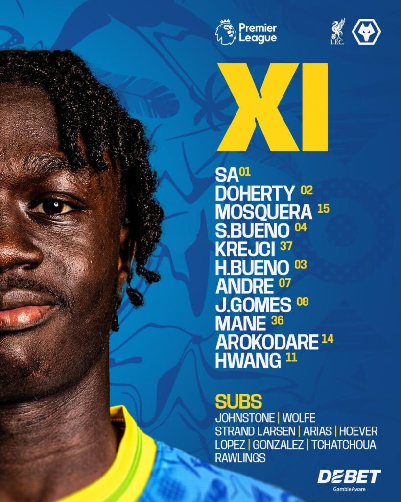 Starting 11 vs Liverpool