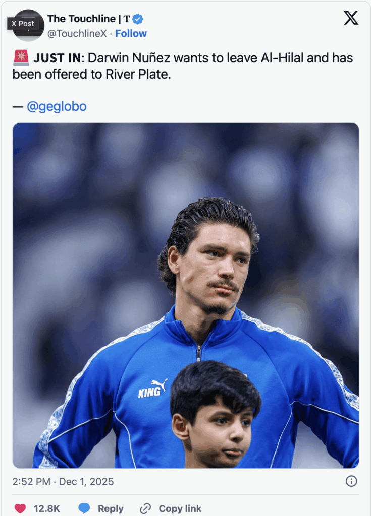 Darwin Nunez wants to leave Al-Hilal, it seems the Uruguayan is unhappy in Saudi Arabia!