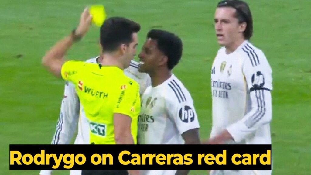 Rodrygo scolded the referee after Álvaro Carreras was sent off against Celta Vigo