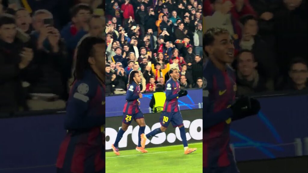 The equaliser from Kounde 💥 #fcbarcelona #shorts #championsleague