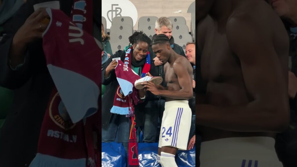 Amadou Onana making time with the fans, after beating FC Basel in the Europa League 😇