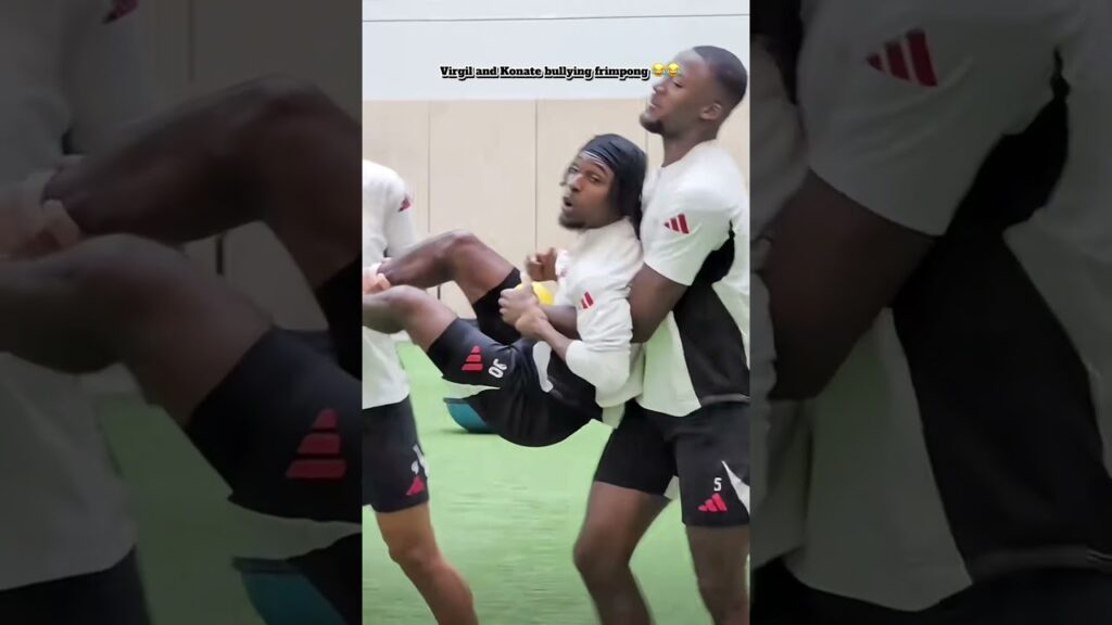 Konate and Virgil bullying Frimpong 😂😂 #shorts #shortsfeed #funny #comedy #liverpool #trending
