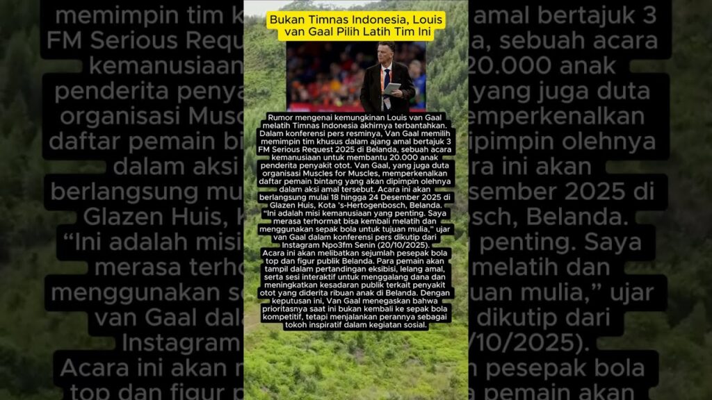 Bukan Timnas Indonesia, Louis van Gaal Pilih Latih Tim Ini #shorts #shortvideo