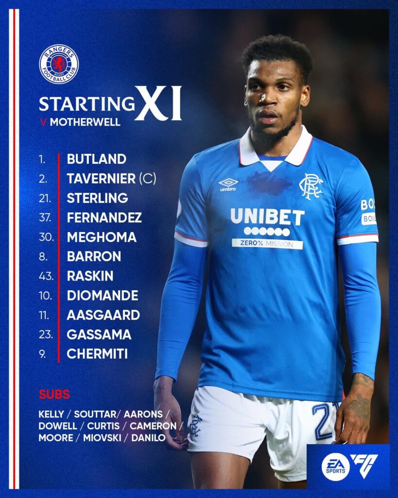 Lineup v Motherwell.