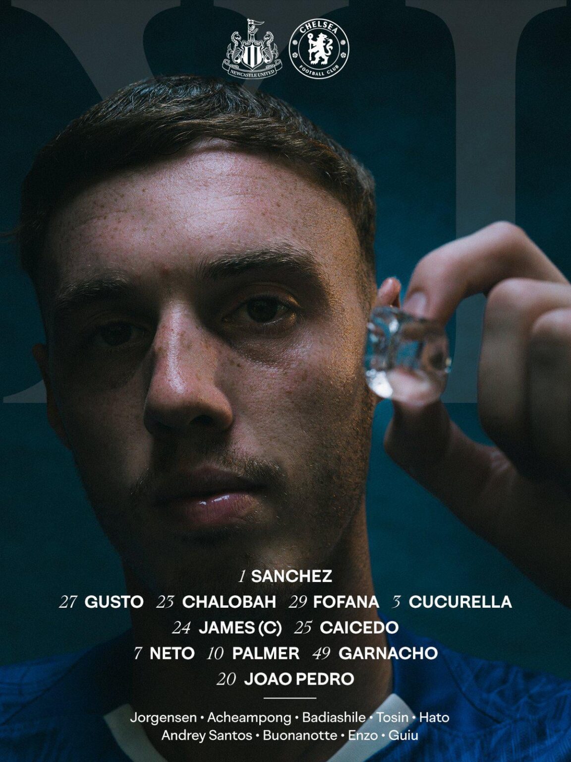 Chelsea Lineup vs Newcastle (A): Gusto, Chalobah, Fofana, Cucurella, James (C), Caicedo, Neto, Palmer, Garnacho, Joao Pedro