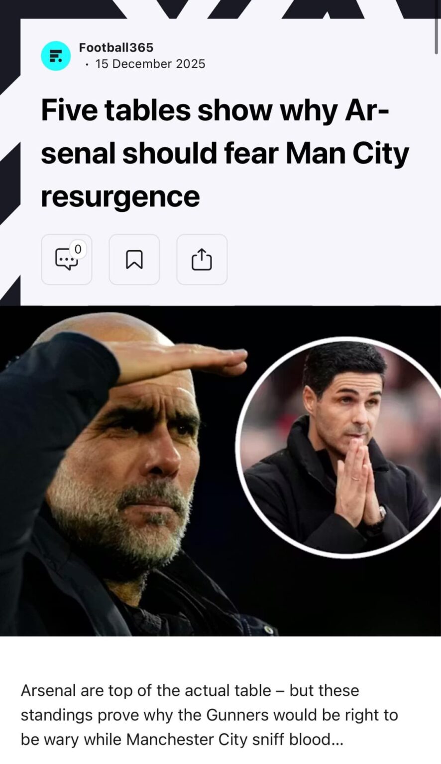 Bruh what do they mean, “Arsenal should fear us” 😂 We’re the expected winners every year, and we should be worrying about other challengers like Arsenal