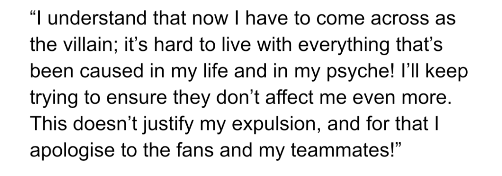 Paqueta's first social post after the game (originally in Portuguese)