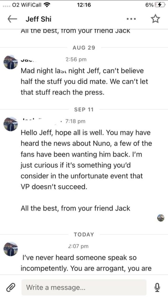 Jeff Shi read my LinkedIn messages within the last week, give me some messages to pass on to him.