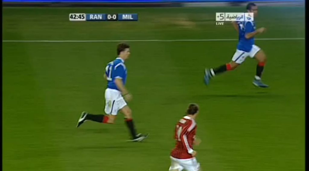 Ally McCoist rolling back the years against AC Milan Glorie (2012)