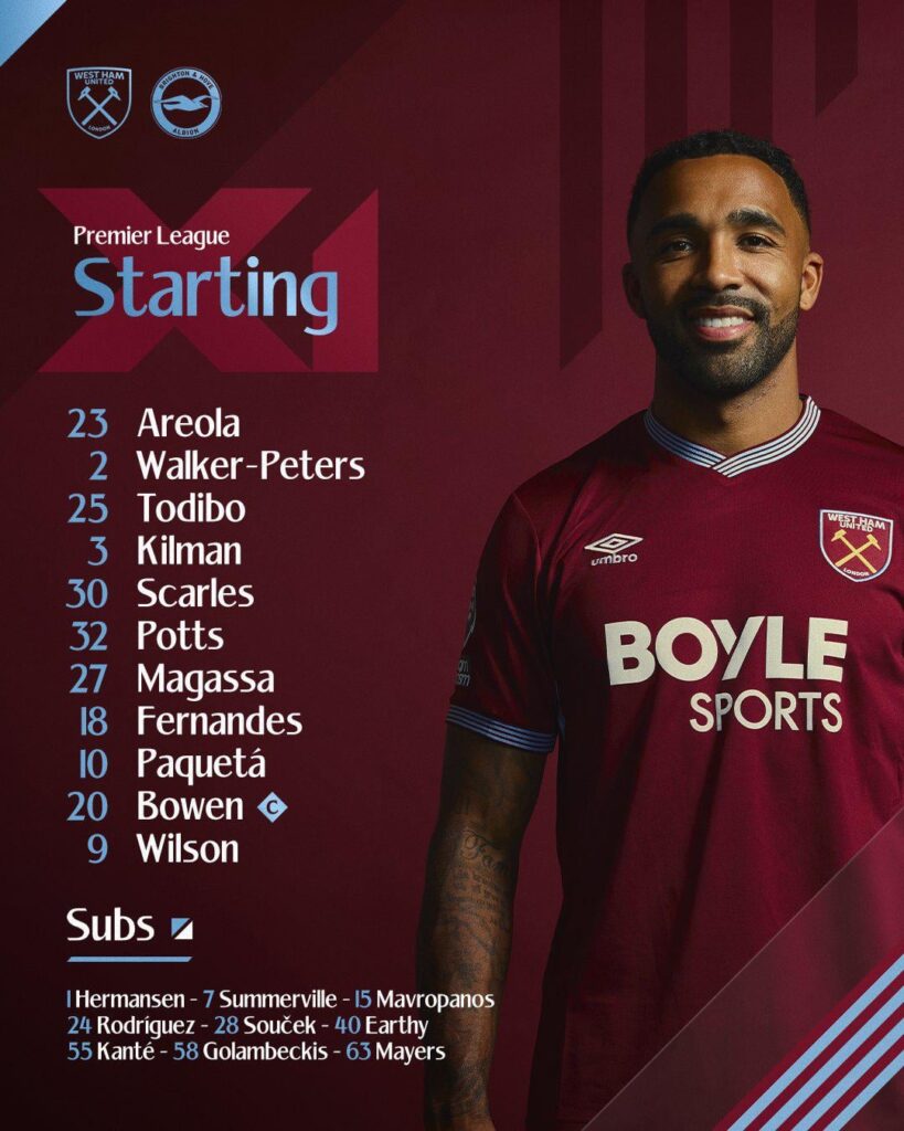 Line up for Brighton: Wilson starts, Summerville benched