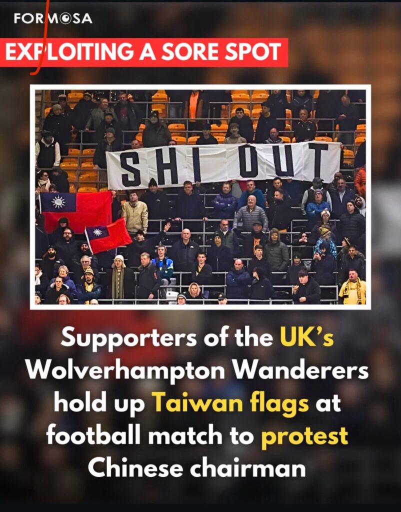 Wolves fan protesting using Republic of China (Taiwan) flag to protest against SHI was really cool to see. In the next match might be cool to use TIBET flag, Chinese hate to see Free Tibet flag!