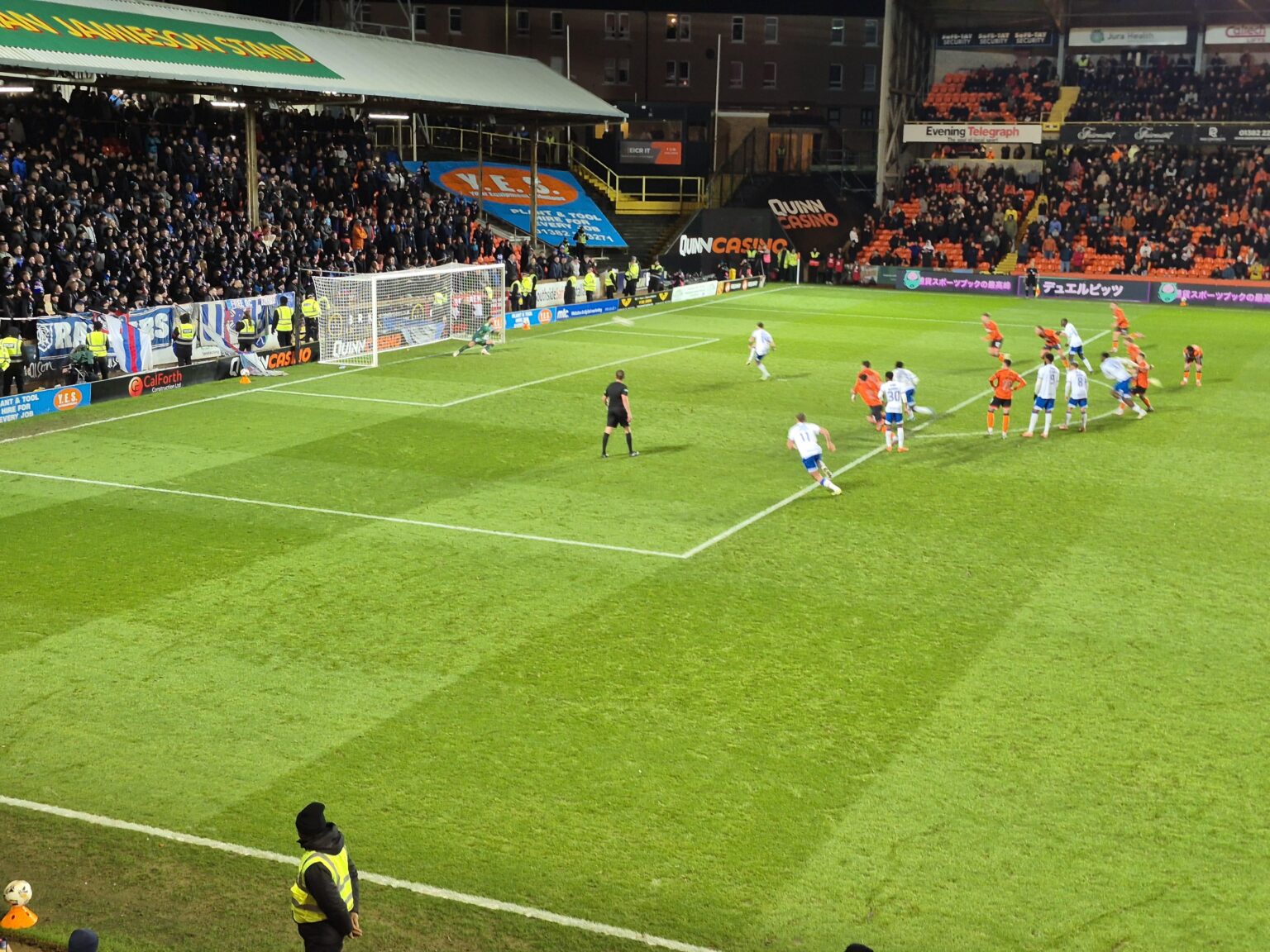 The ⚽️ on the way to the net for the added time equaliser from the spot by Bajrami