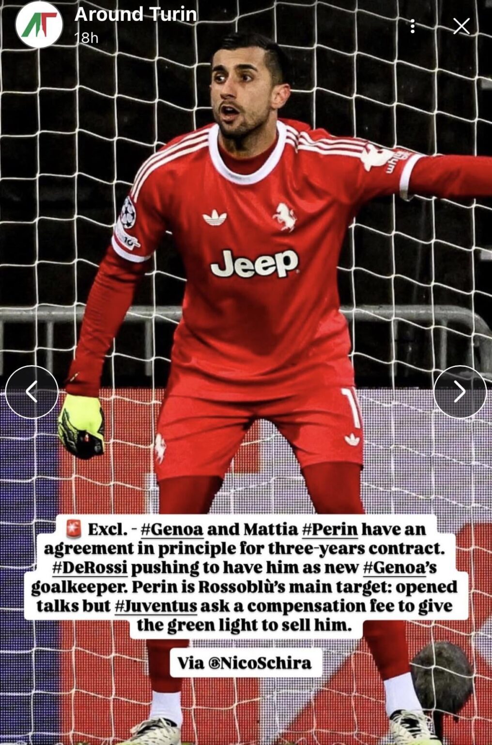 Genoa and Mattia Perin have an agreement in principle for three year contract