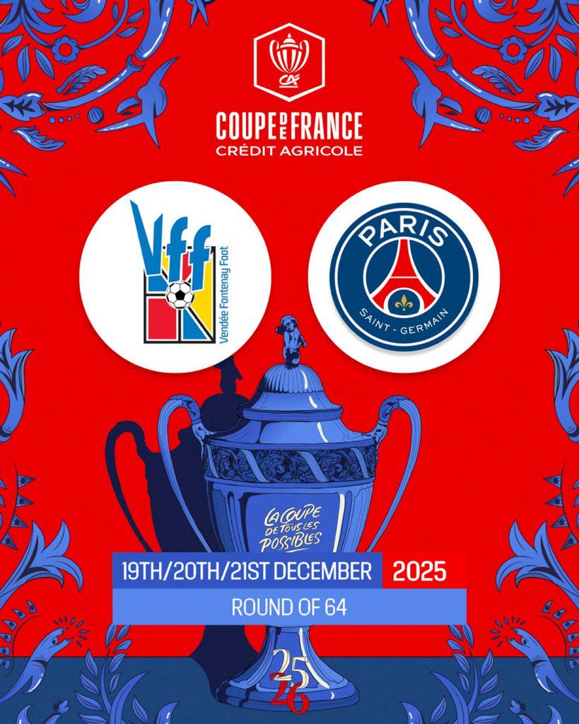 Coupe de France: PSG will face 5th division side, Vendée Fontenay-Foot
