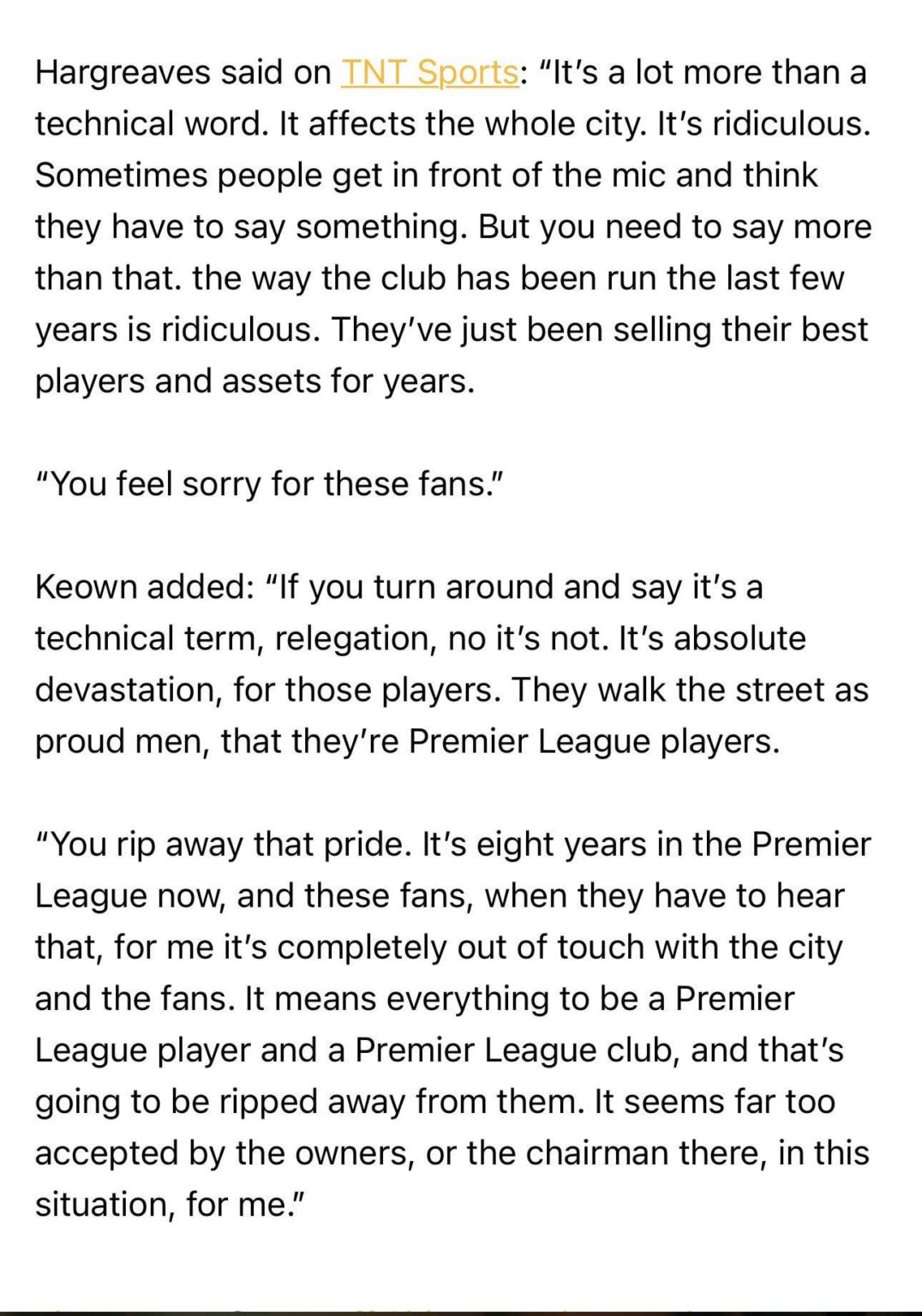 Looks like the interview has got a bit of attention and people outside the club are seeing what a mess we're in.