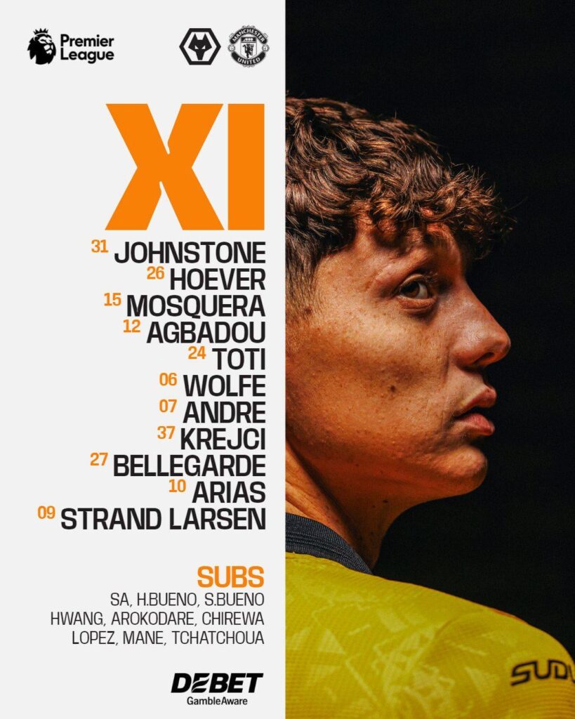 Tonight's lineup VS Man United