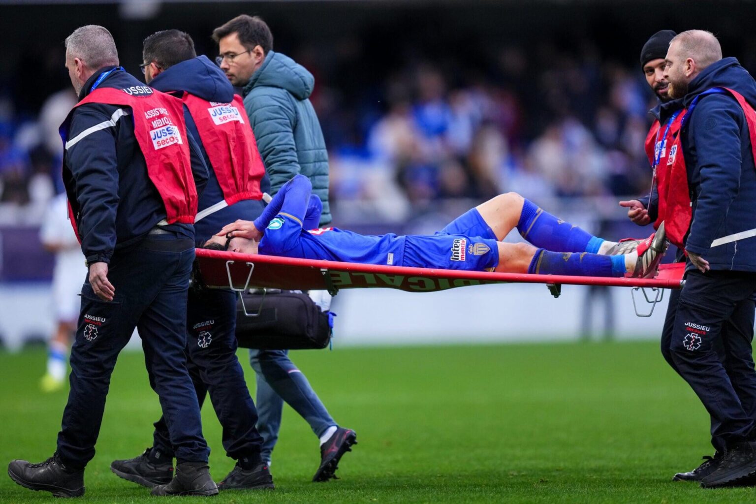 Just after Isak, Taki Minamino goes off with a possible ACL tear, could end his WC dreams