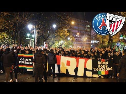 Athletic Bilbao - PSG | cortège des ultras parisiens à Bilbao | Psg Fans...