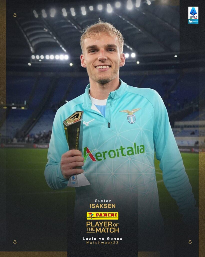 Isaksen premiato come MVP di Lazio-Genoa🏆✨
