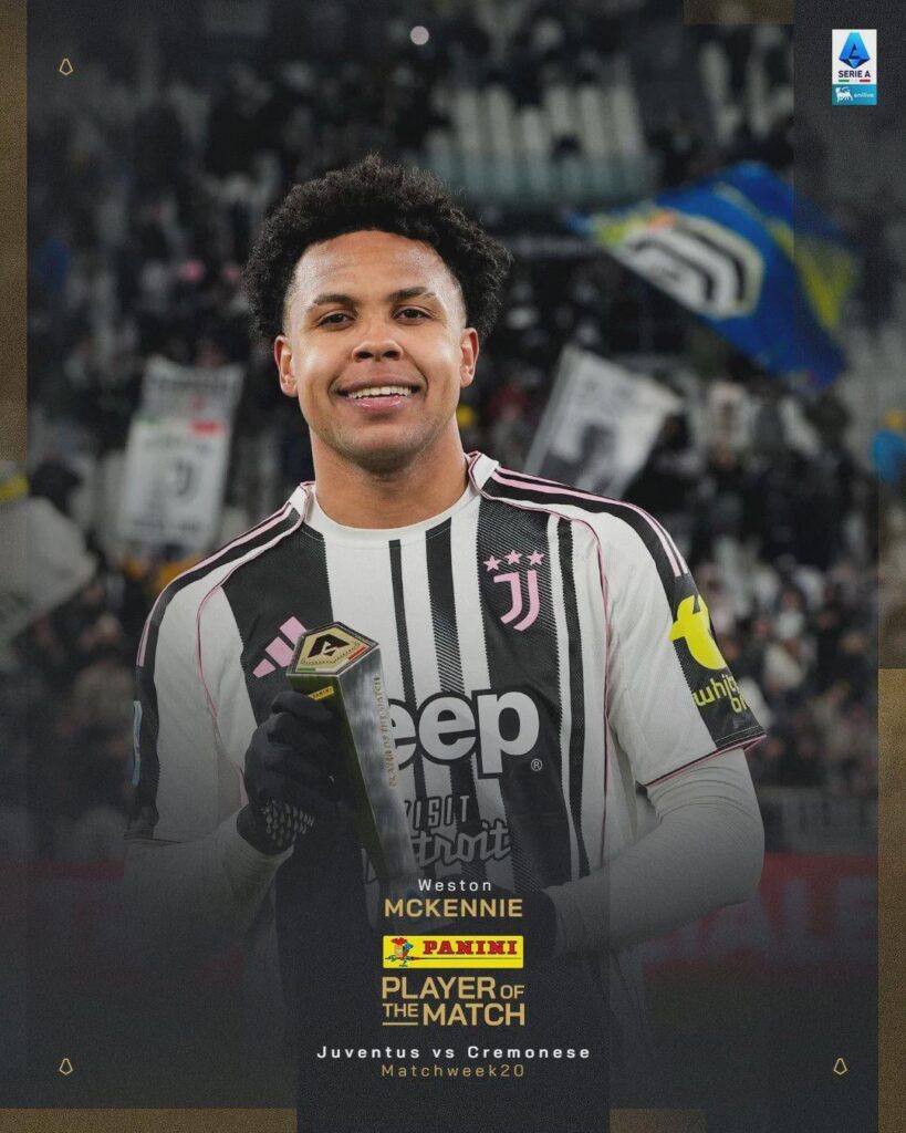 McKennie è stato premiato come MVP di Juventus-Cremonese🌟