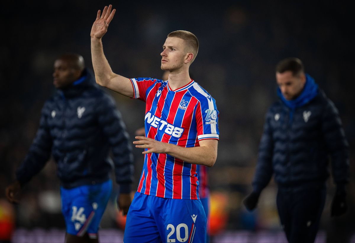 Adam Wharton of Crystal Palace waves during the Premier League match between Leeds United and Crystal Palace