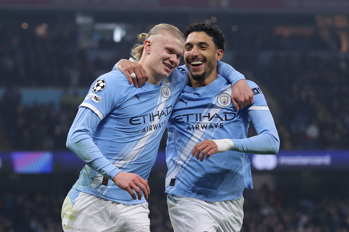 Erling Haaland and Omar Marmoush of Manchester City