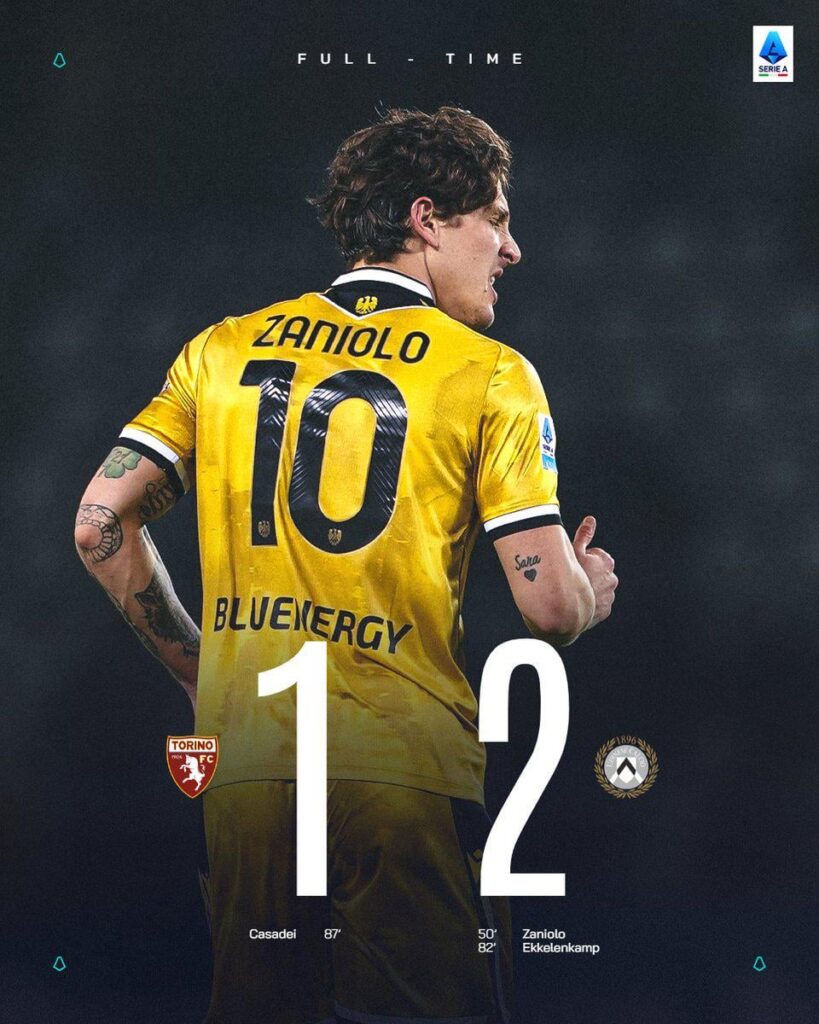 Full Time: Torino 1-2 Udinese
