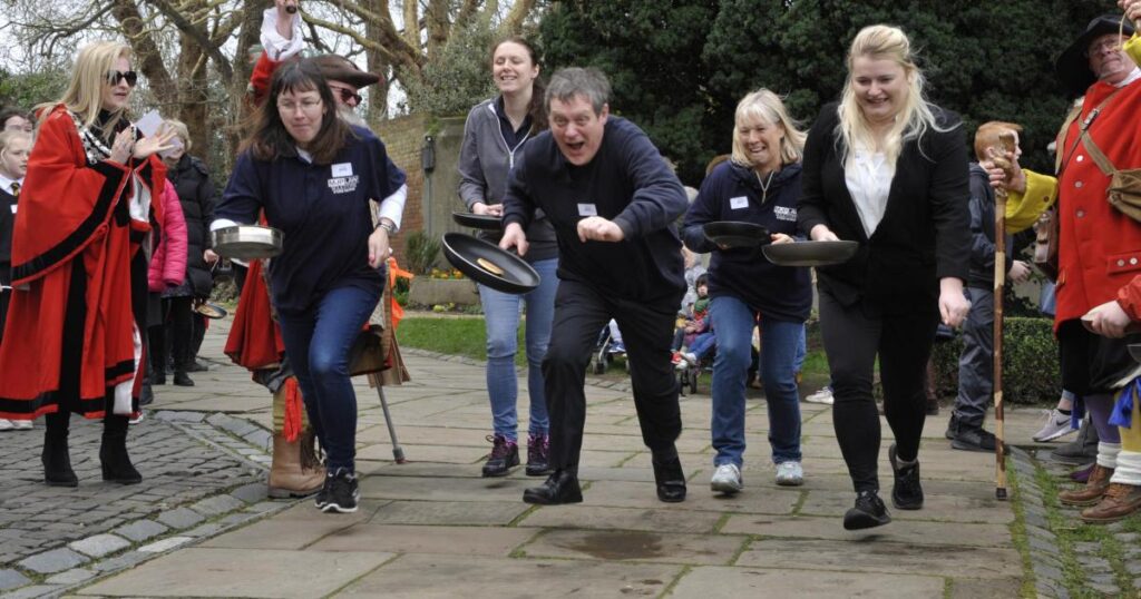 Flipping heck! Pancake race returns to Wimborne Minster