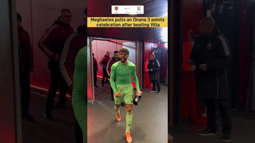 Gabriel Meghalaes pulls an Amadou Onana 3 points celebration after beating Aston Villa 4-1