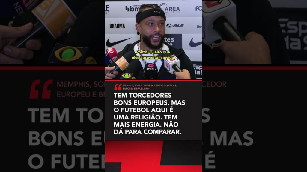 Memphis exalta torcida do Corinthians e fala das diferenças para os torcedores europeus #shorts