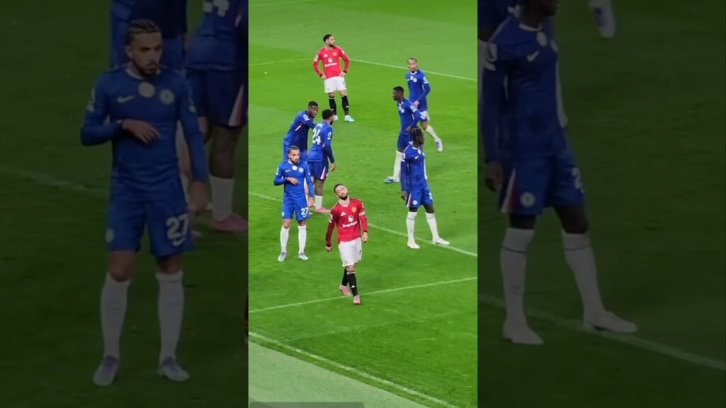 Bruno Fernandes hyping up old trafford crowd against Chelsea