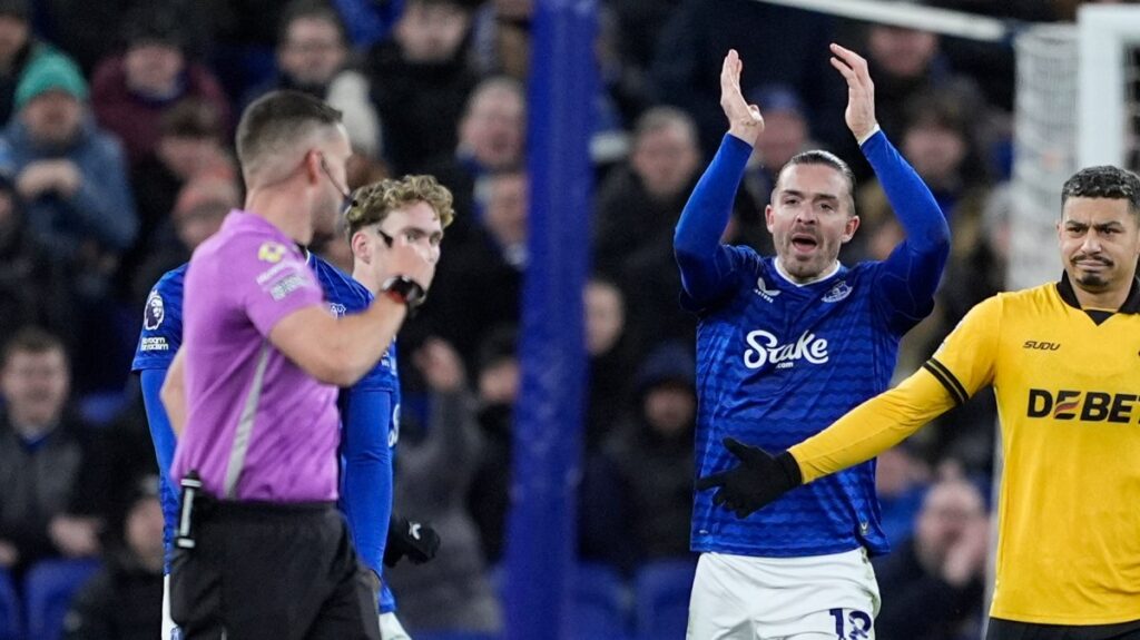 Jack Grealish and Michael Keane sent off as Everton survive meltdown